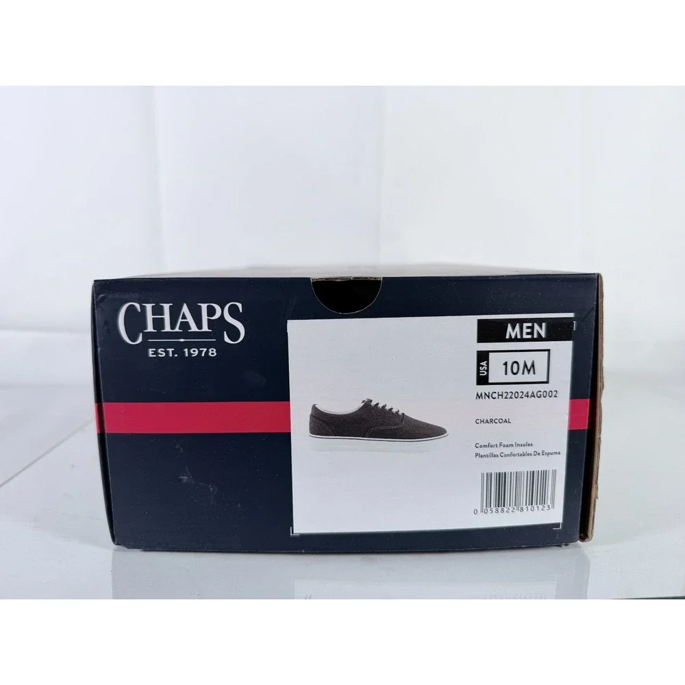 Chaps Men's Memory Foam Casual Canvas Lace-Up‎ Sneakers Shoes Charcoal Gray